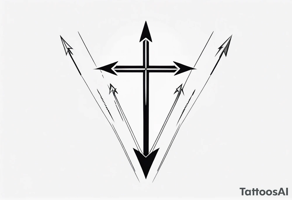 Picture of a cross with an arrow at the top of it tattoo idea