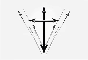 Picture of a cross with an arrow at the top of it tattoo idea