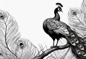pen with peacock feather tattoo idea