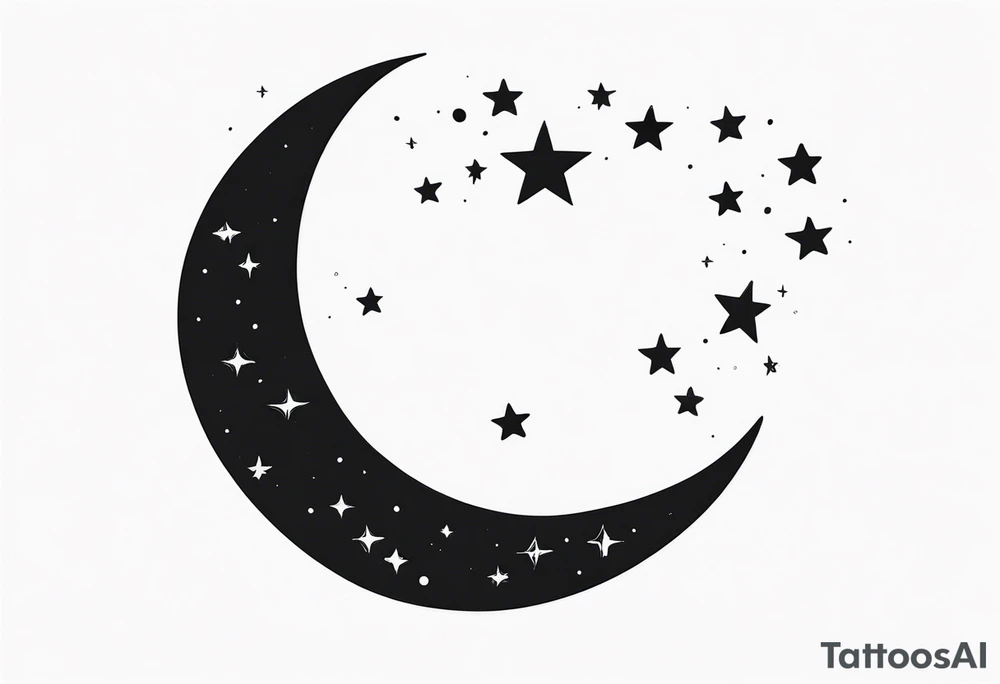 Crescent Moon & Stars tattoo idea