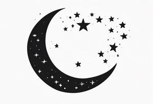 Crescent Moon & Stars tattoo idea