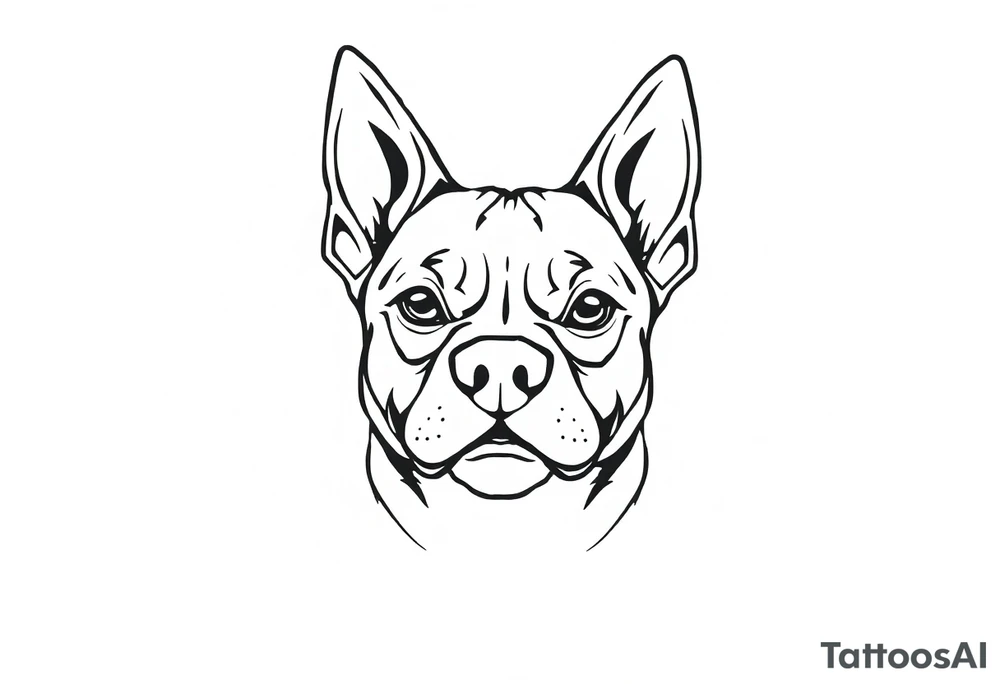 outline of a staffy dog ears tattoo idea