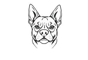 outline of a staffy dog ears tattoo idea