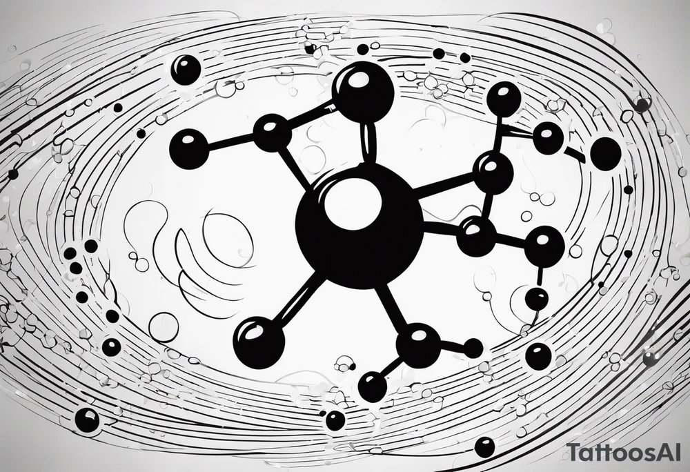 serotonin molecule with its atoms and bonds tattoo idea