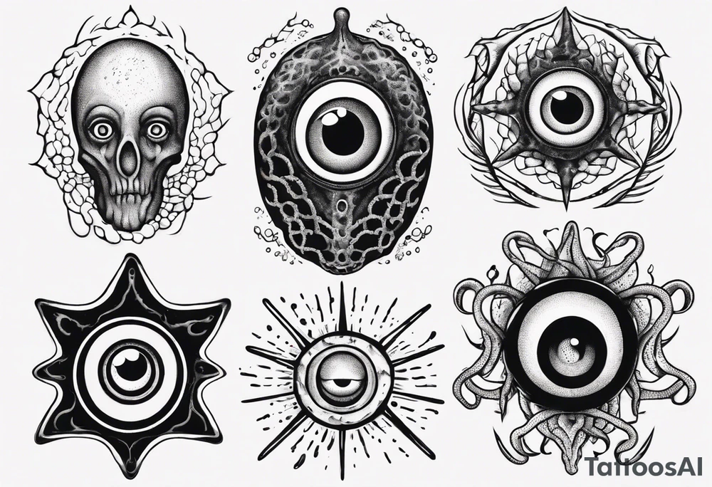 lovecraft them with eye and long tentacle tattoo idea