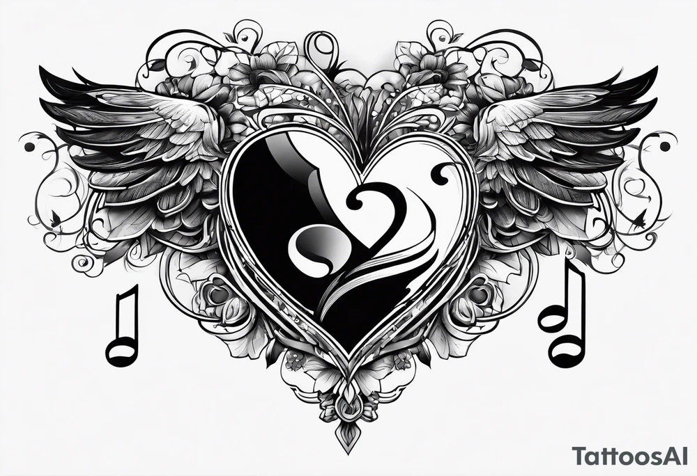 heart with music tattoo idea