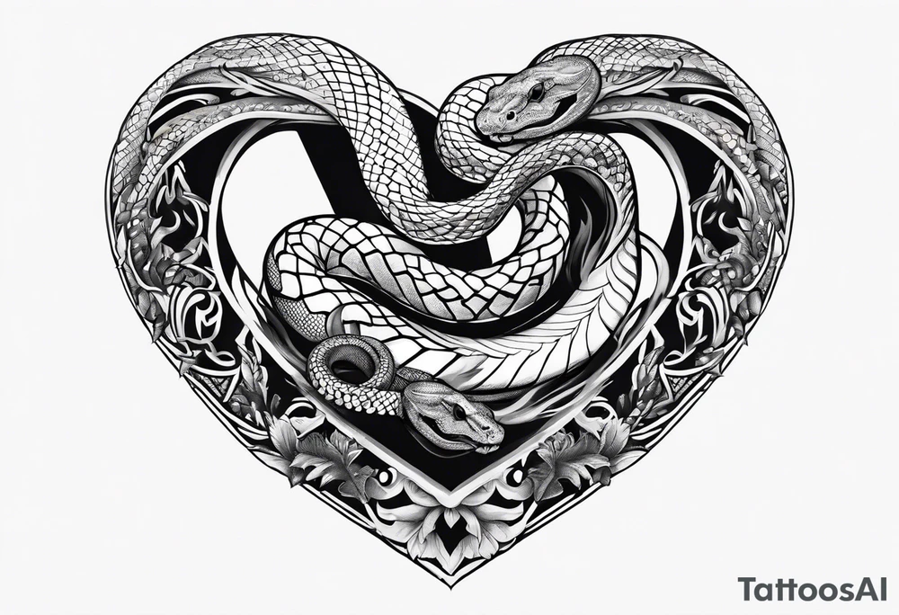 snake around a heart tattoo idea