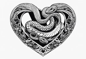 snake around a heart tattoo idea