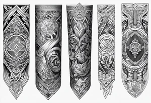 norse inspired arm sleeve tattoo idea