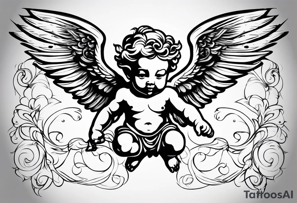 Cherub flying tattoo idea
