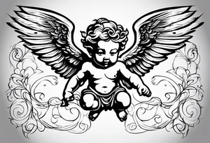Cherub flying tattoo idea