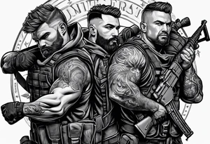 Rucking, brotherhood, shadows, fitness tattoo idea