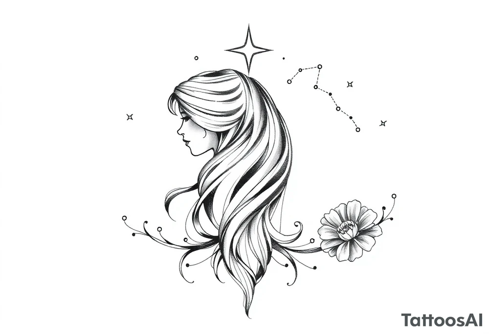 A tattoo representing my daughters one names Stella Sagittarius  a star a light a hope a guidance and the other Thalia libra a joy abundance and blooming .  Add also their constellation in the background tattoo idea