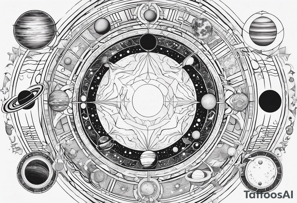 Symbols of the elements of the solar system arranged in order of distance from the sun tattoo idea