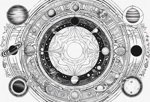 Symbols of the elements of the solar system arranged in order of distance from the sun tattoo idea