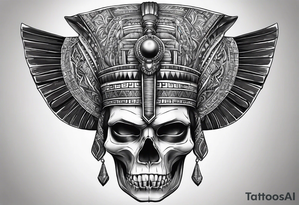 Black pharaoh skull realistic tattoo idea