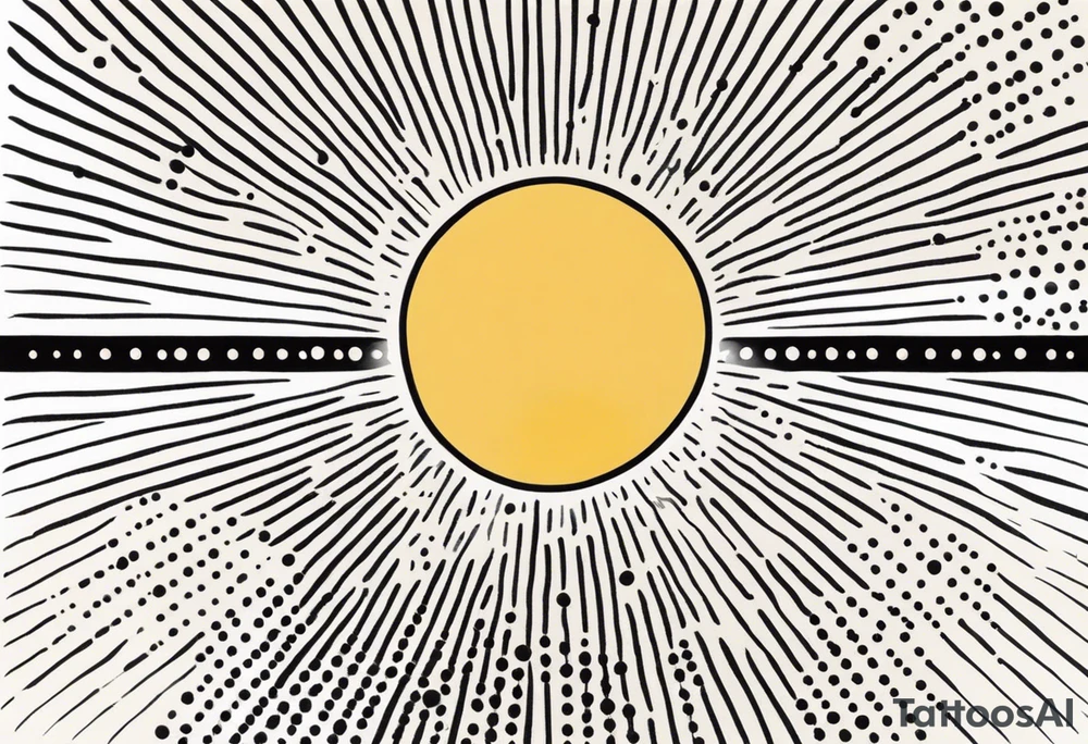simple sunshine made of black dots with circles. rays coming out tattoo idea
