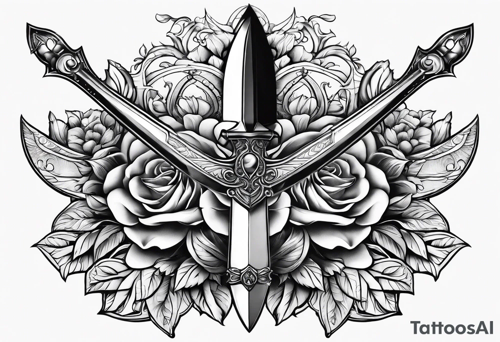 Dagger with hourglass blade and flower handle tattoo idea Dagger with hourglass blade and flower handle tattoo idea