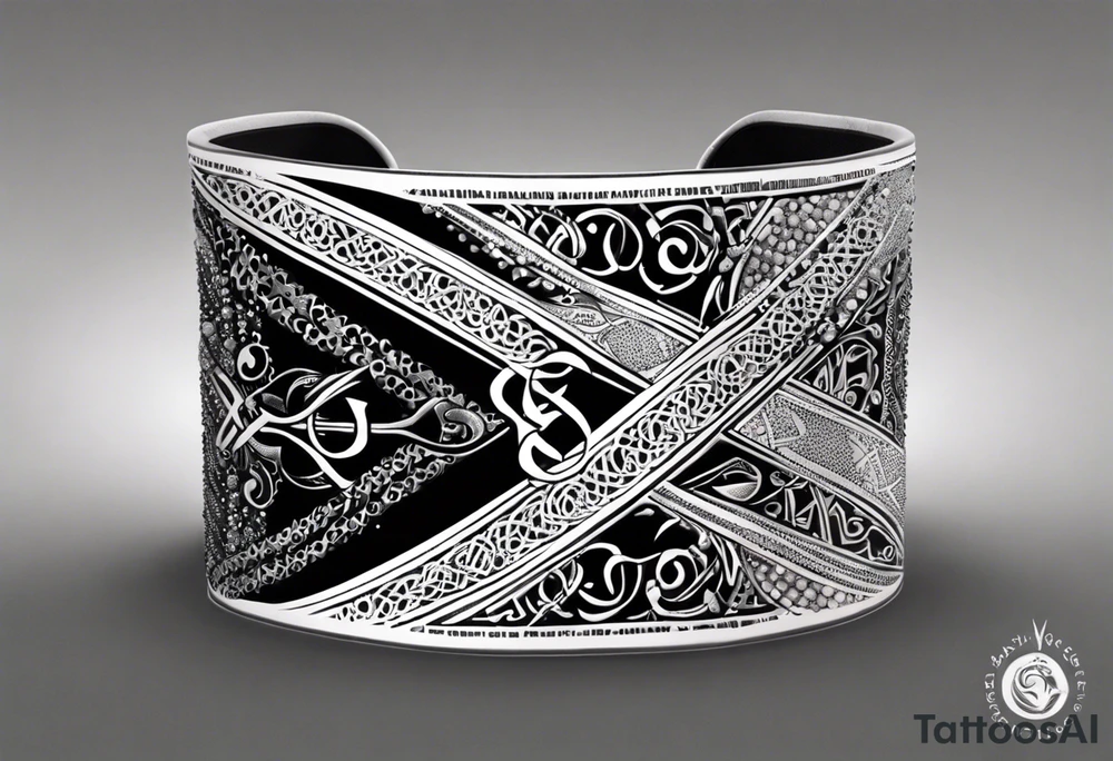Cheers Mate text, armband +Celtic +Cancer Ribbon +tribal +artistic tattoo idea