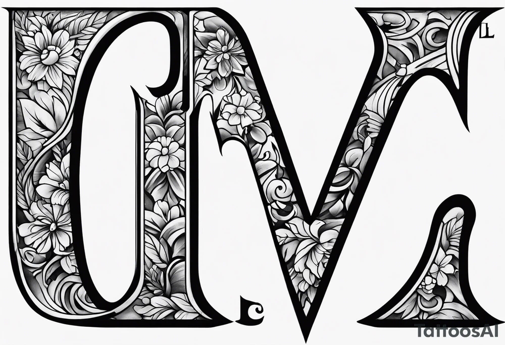 paw letter L and C tattoo idea