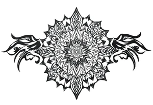 long mytical mandala with ancient rhyme tattoo idea
