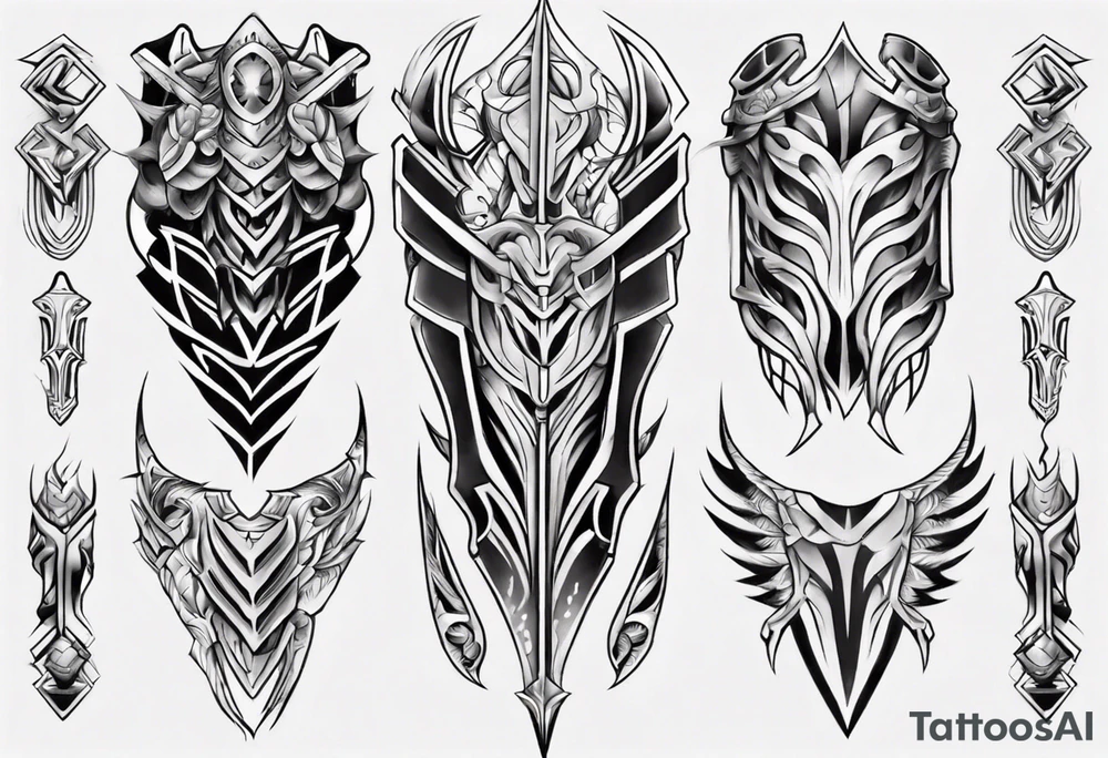Leg armor symmetrical tattoo idea