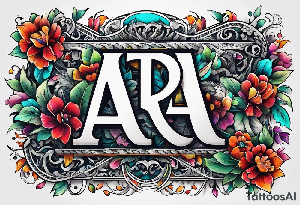 The letters AR together with the words always ready going down the side of the letters tattoo idea