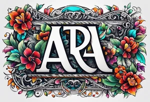 The letters AR together with the words always ready going down the side of the letters tattoo idea