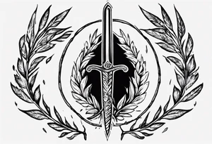 memorial tattoo using "13" , laurel leaves and a sword tattoo idea