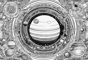 Fine line solar system tattoo tattoo idea