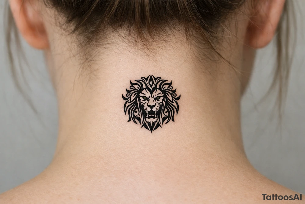 a lion with an ornate flowing mane tattoo idea