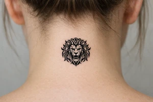 a lion with an ornate flowing mane tattoo idea