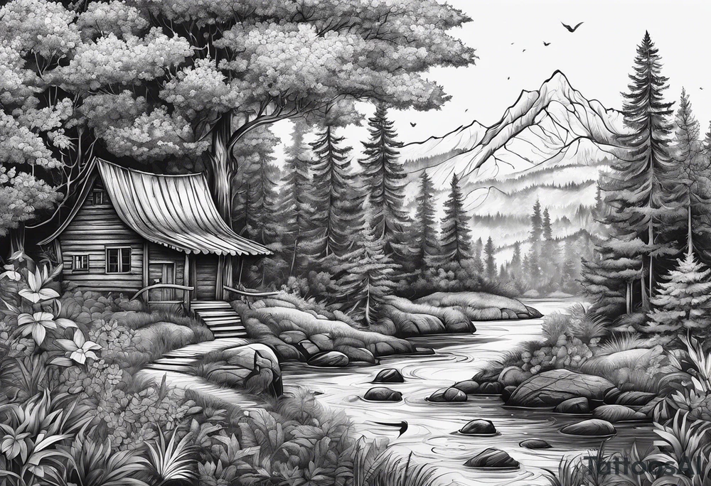 Wild forest for a chest tattoo tattoo idea
