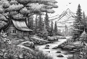 Wild forest for a chest tattoo tattoo idea