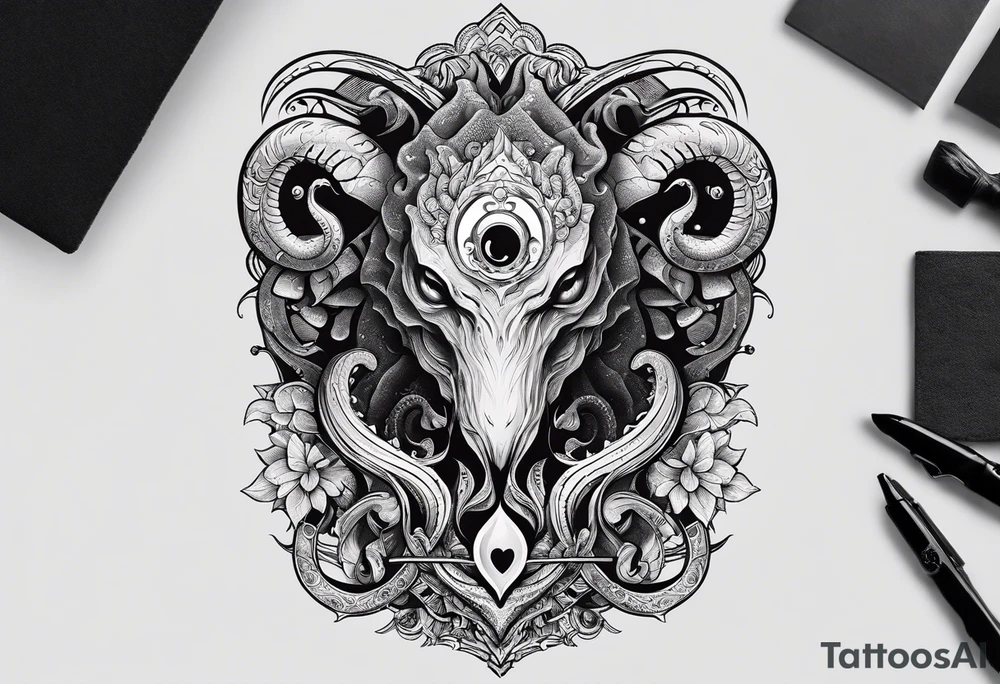 Long sleeve. Lovecraftian creature, protecting a heart. tattoo idea