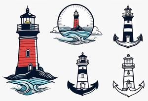 Lighthouse and anchor that says "MY BEACON, MY ANCHOR" tattoo idea