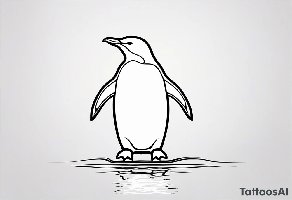 penguin standing on ice in the water, more minimalist tattoo idea