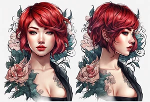 A red-haired girl with a short haircut is a demon tattoo idea
