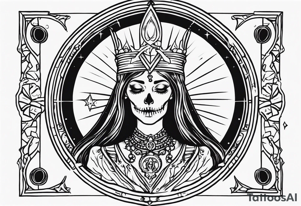 High priestess skeleton moon tarot card tattoo idea
