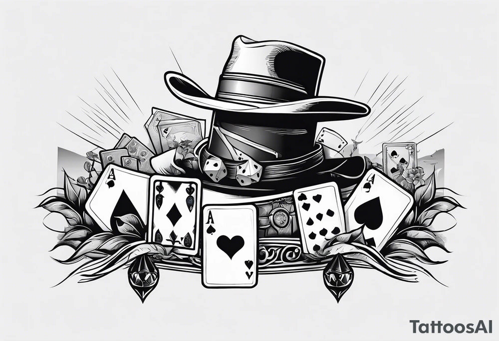 wild west sleeve with playing cards, dice tattoo idea