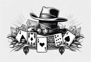 wild west sleeve with playing cards, dice tattoo idea