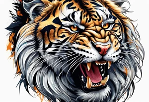 big cat roaring tattoo idea