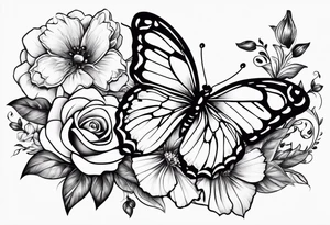 Butterflies with flowers & snake tattoo idea