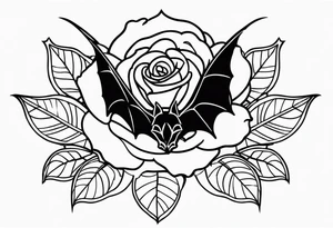 Bat with rose gothic style tattoo idea