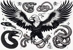 An eagle fights with a snake tattoo idea