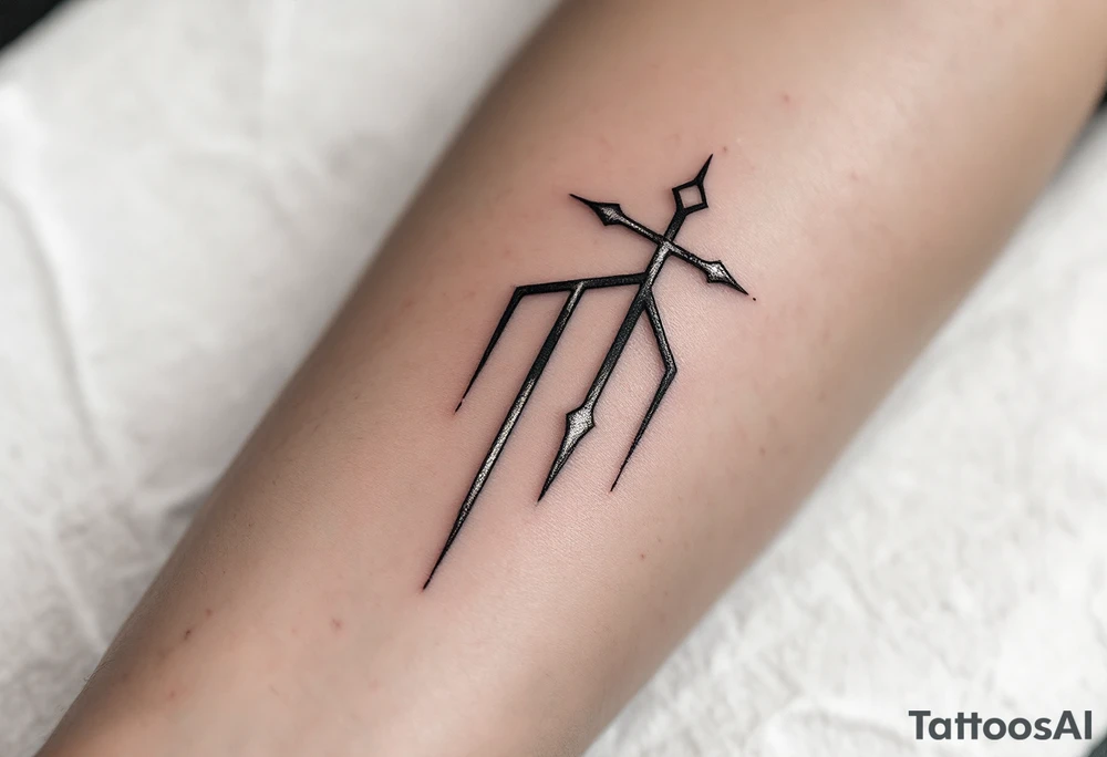 A silver-colored Makosh symbol tattoo honors fate and feminine wisdom on the forearm. tattoo idea