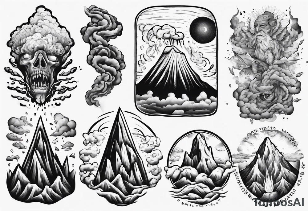 A man battling a volcano tattoo idea