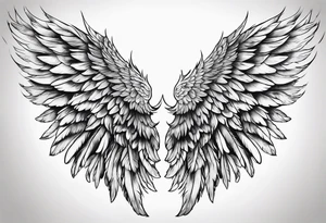Detailed feathered angel wings tattoo idea