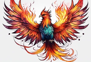Phoenix flying out of fire tattoo idea