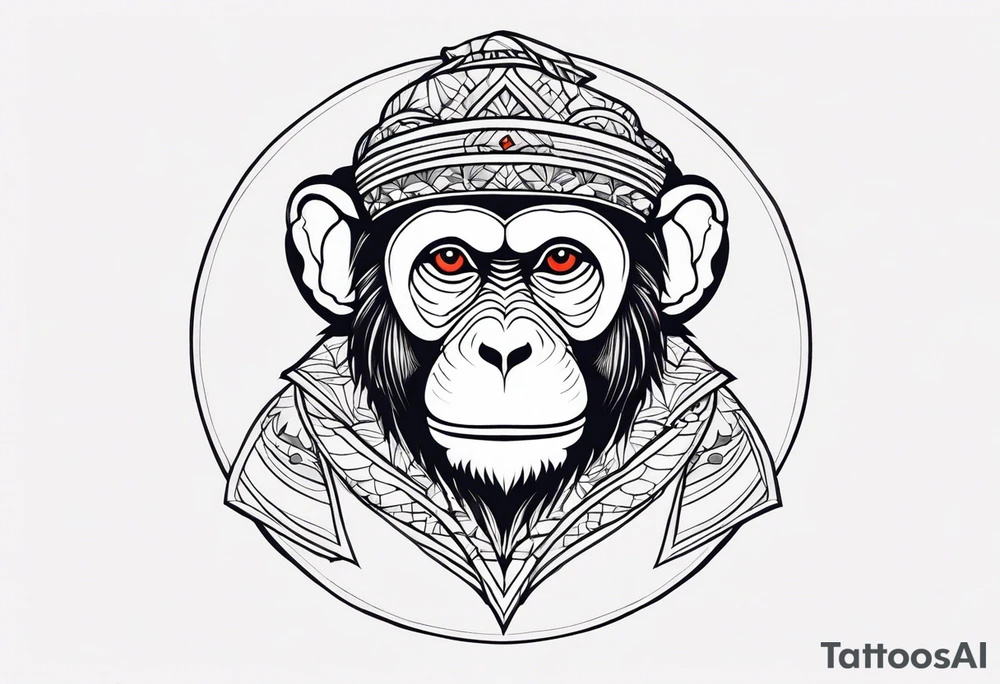 monkey traditional art tattoo idea
